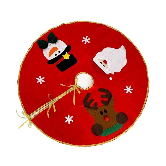42" Christmas Tree Skirt Tree Cover Tree Skirts Mats Christmas Decorations (Red) - Picture 5 of 8